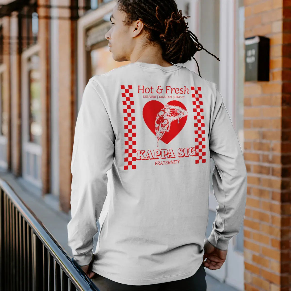 New! Kappa Sig Comfort Colors Hot and Fresh Pizza Long Sleeve Tee Kappa Sigma
