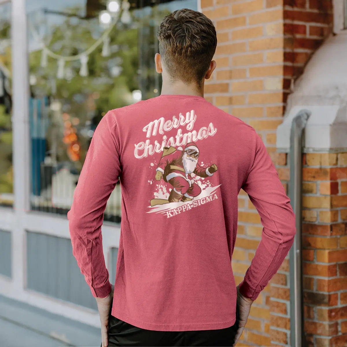 New! Kappa Sig Comfort Colors Holiday Shredding Santa Long Sleeve Tee Kappa Sigma