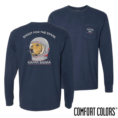 New! Kappa Sig Comfort Colors Astronaut Retriever Long Sleeve Tee