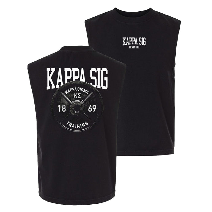 Black cut off tank top with fraternity design