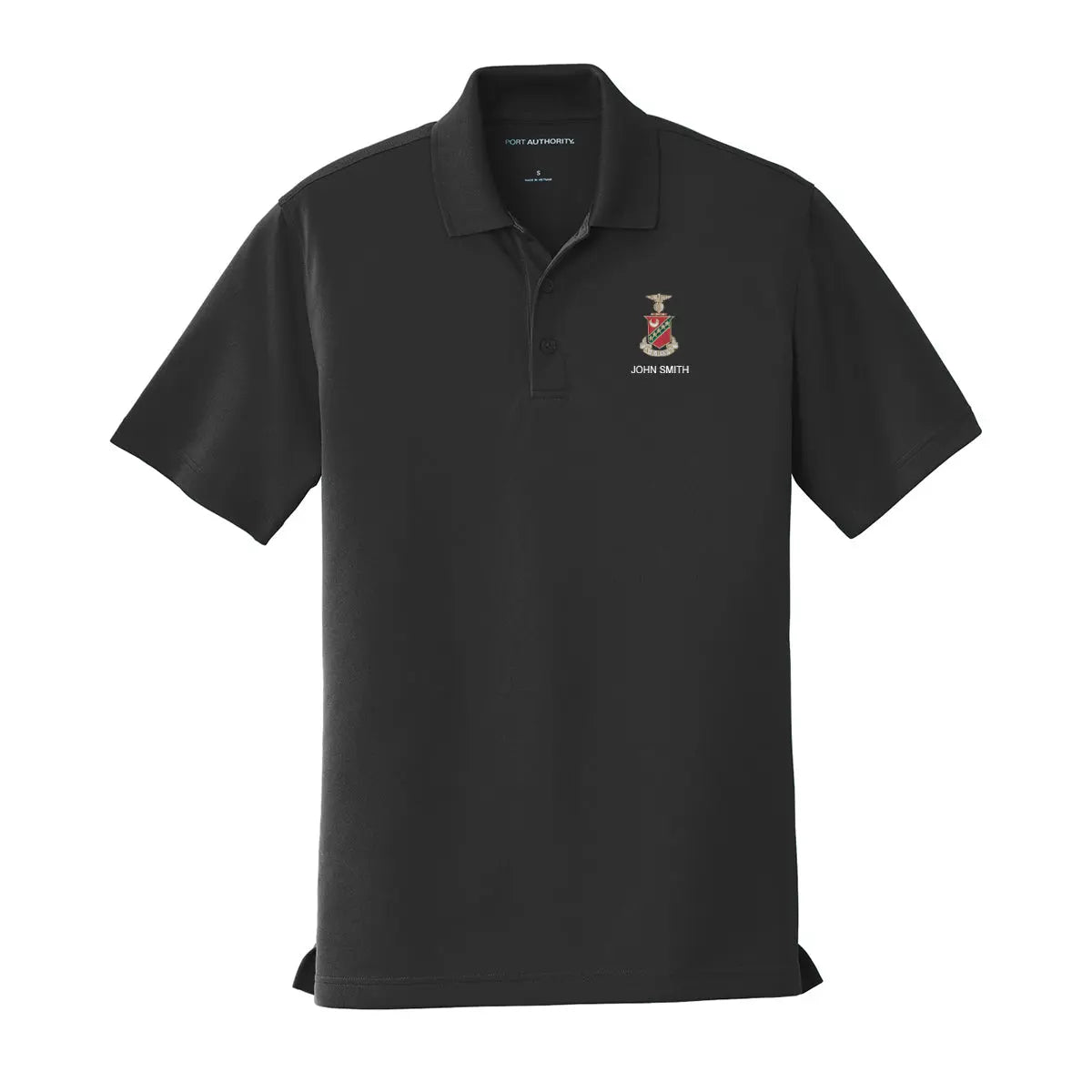 Personalized Kappa Sig Crest Black Performance Polo - Kappa Sigma Official Store