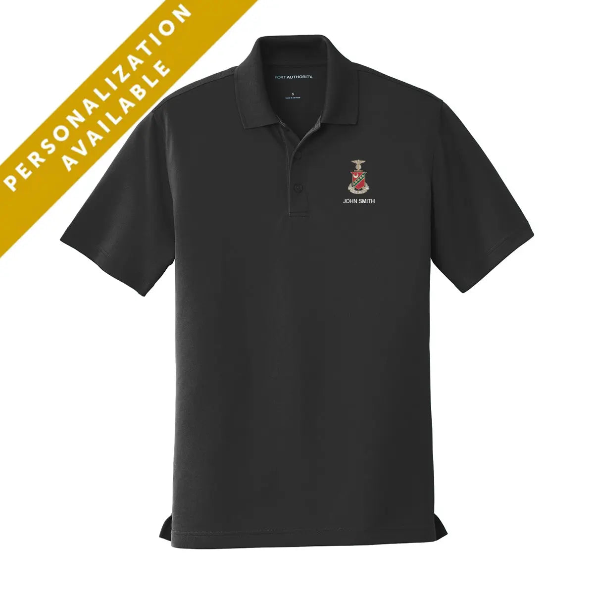 Personalized Kappa Sig Crest Black Performance Polo - Kappa Sigma Official Store