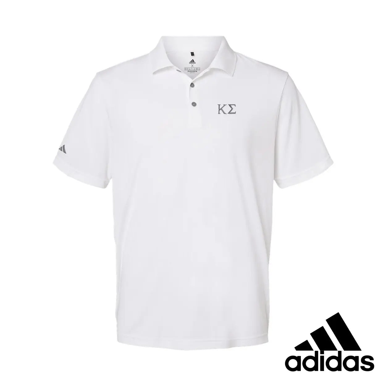 New! Kappa Sig White Adidas Golf Polo With Greek Letters Kappa Sigma