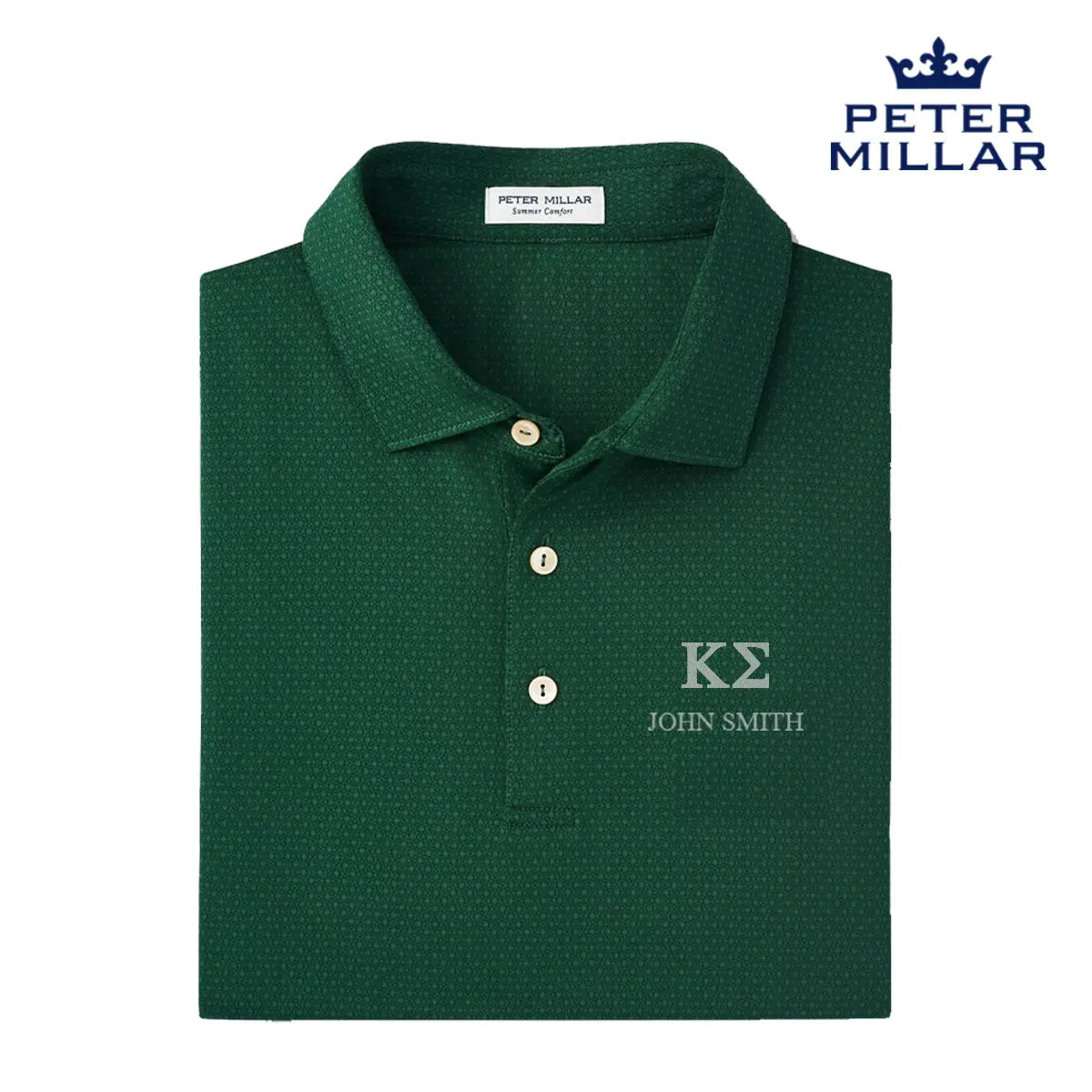New! Kappa Sig Personalized Peter Millar Tesseract Patterned Polo With Greek Letters Kappa Sigma