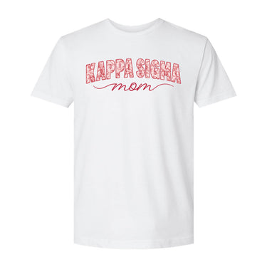 Front view of white t-shirt featuring daisy flower mom graphic.