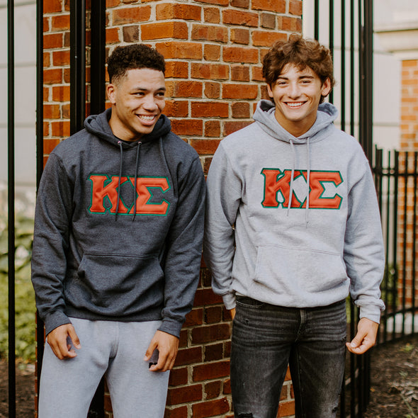 Kappa Sig Heather Gray Hoodie with Sewn On Letters