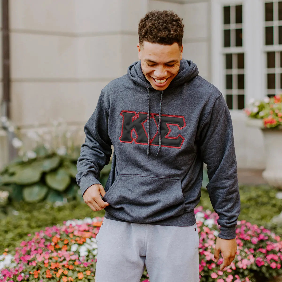 Kappa Sig Dark Heather Hoodie with Sewn On Letters - Kappa Sigma Official Store