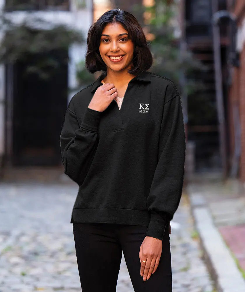 Kappa Sig Black Embroidered Mom Sweatshirt - Kappa Sigma Official Store