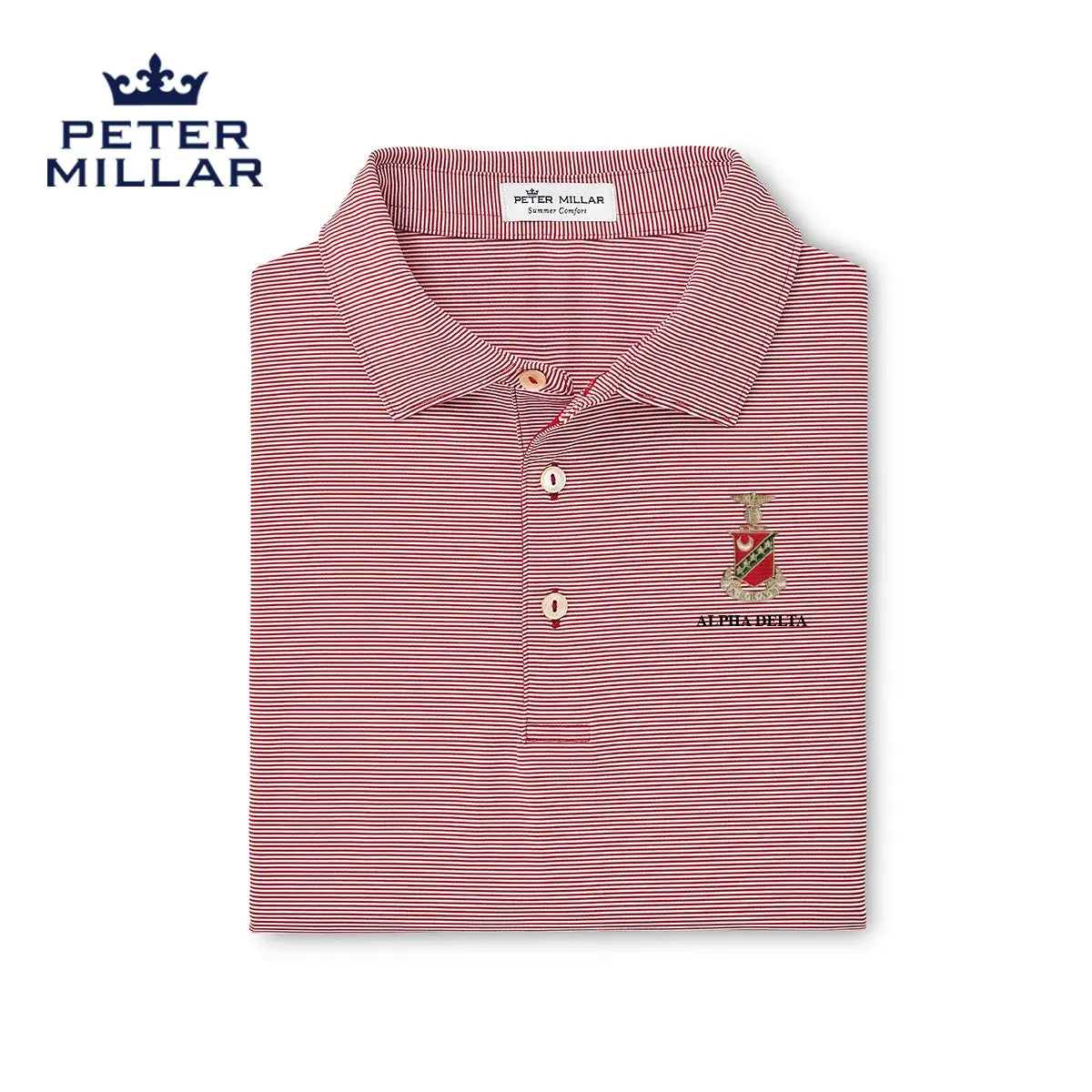 Kappa Sig Peter Millar Jubilee Stripe Stretch Jersey Polo with Crest - Kappa Sigma Official Store