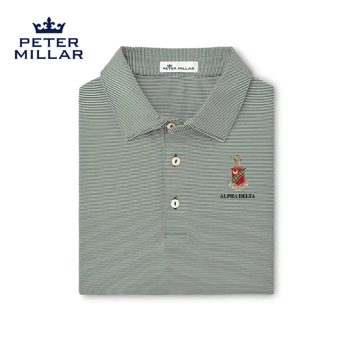 Kappa Sig Peter Millar Jubilee Stripe Stretch Jersey Polo with Crest - Kappa Sigma Official Store