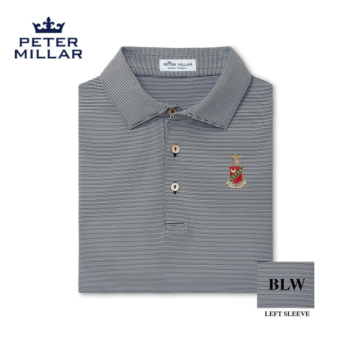 Kappa Sig Peter Millar Jubilee Stripe Stretch Jersey Polo with Crest - Kappa Sigma Official Store