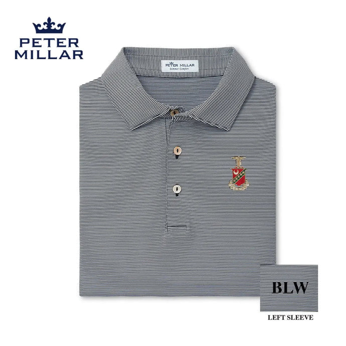 Kappa Sig Peter Millar Jubilee Stripe Stretch Jersey Polo with Crest - Kappa Sigma Official Store