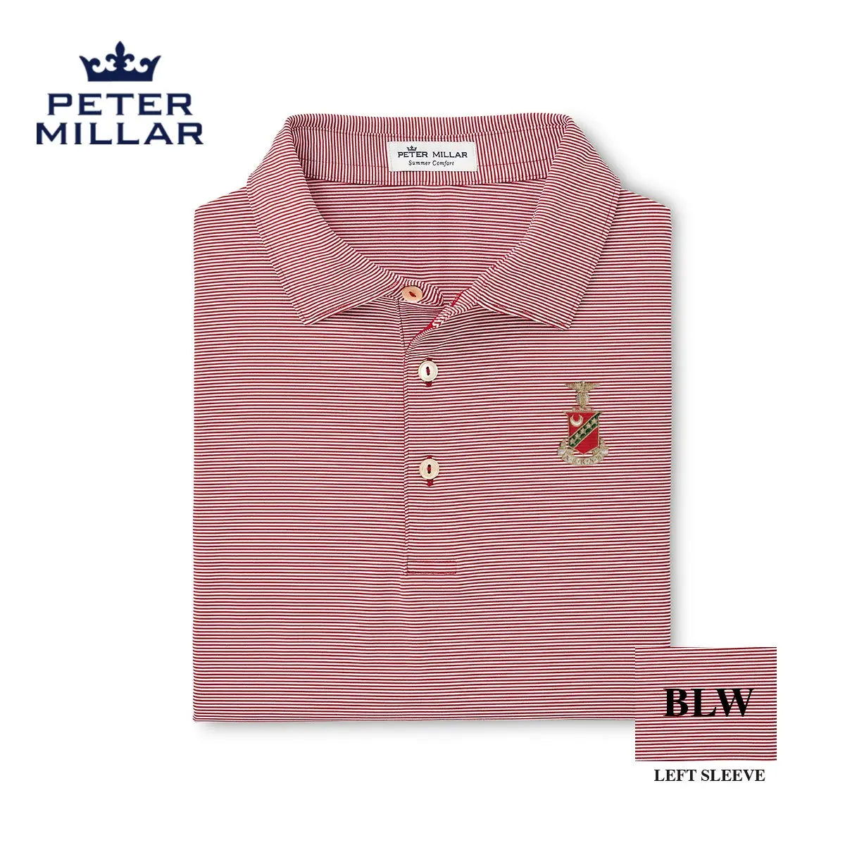 Kappa Sig Peter Millar Jubilee Stripe Stretch Jersey Polo with Crest - Kappa Sigma Official Store