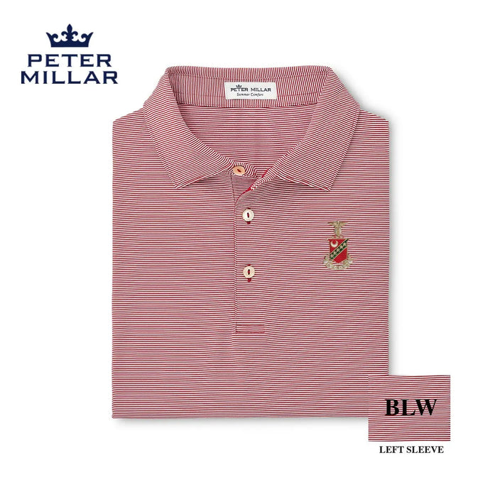 Kappa Sig Peter Millar Jubilee Stripe Stretch Jersey Polo with Crest - Kappa Sigma Official Store
