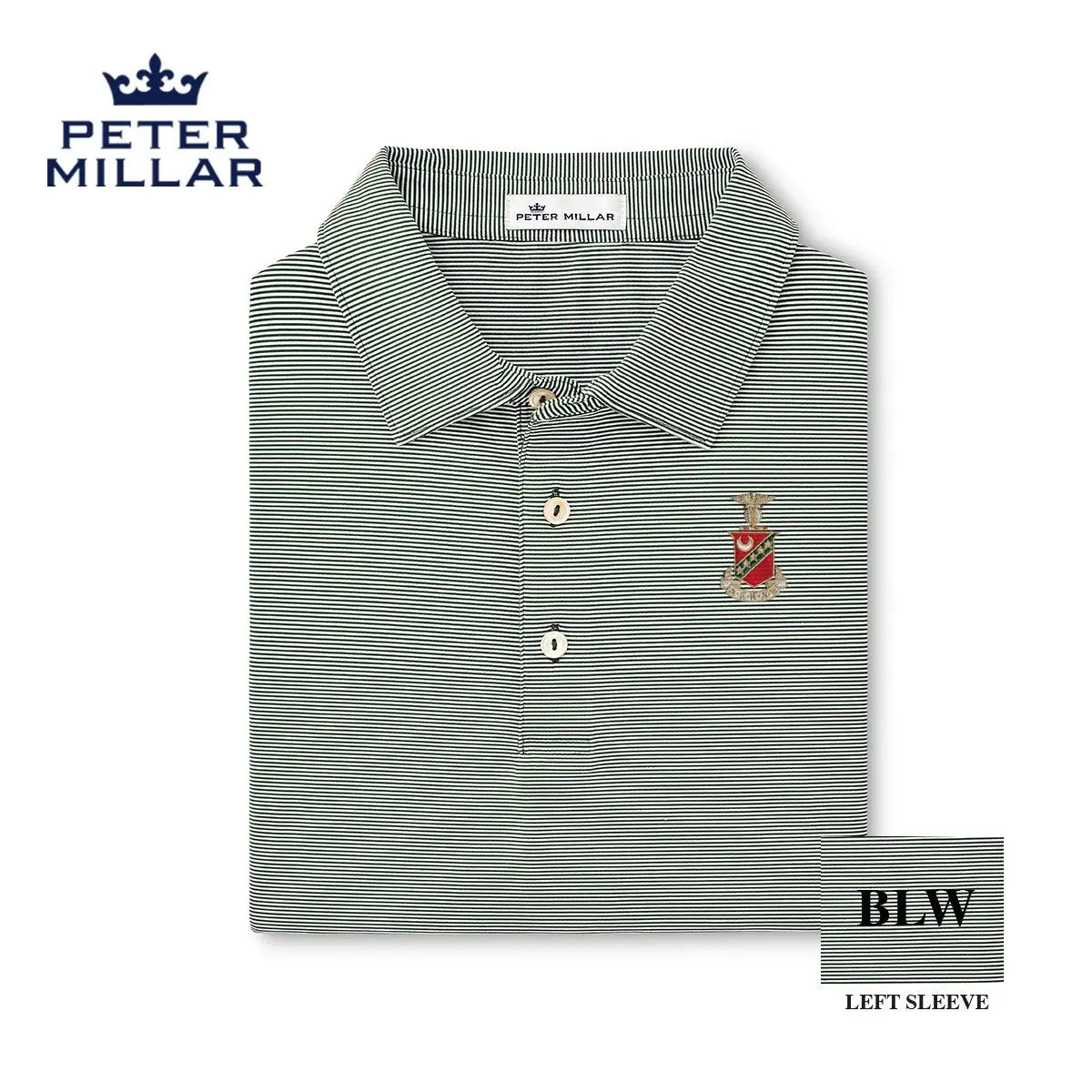 Kappa Sig Peter Millar Jubilee Stripe Stretch Jersey Polo with Crest - Kappa Sigma Official Store