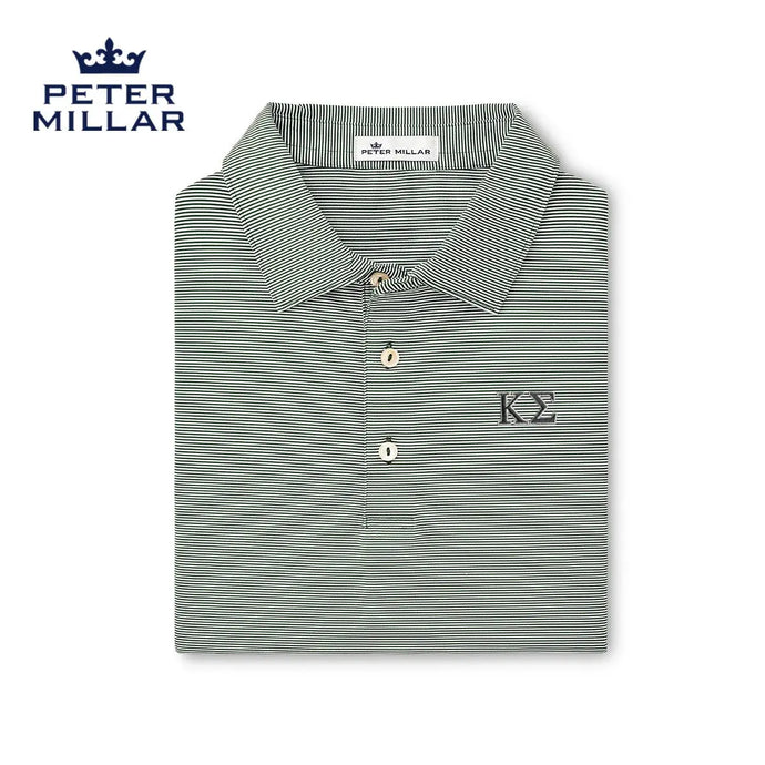 Kappa Sig Peter Millar Jubilee Stripe Stretch Jersey Polo with Greek Letters - Kappa Sigma Official Store