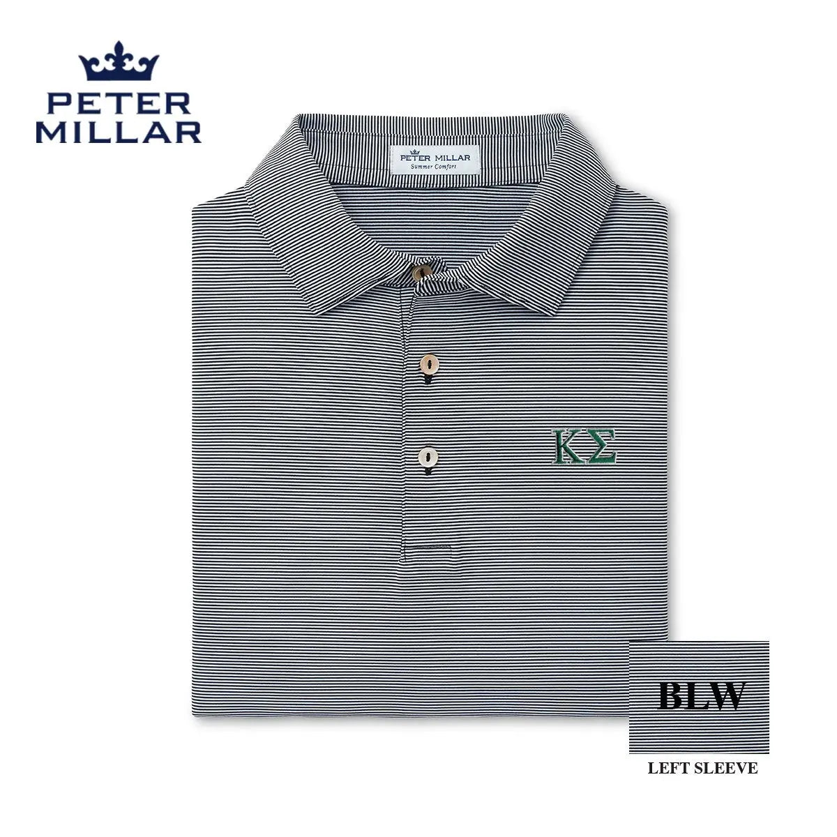 Kappa Sig Peter Millar Jubilee Stripe Stretch Jersey Polo with Greek Letters - Kappa Sigma Official Store