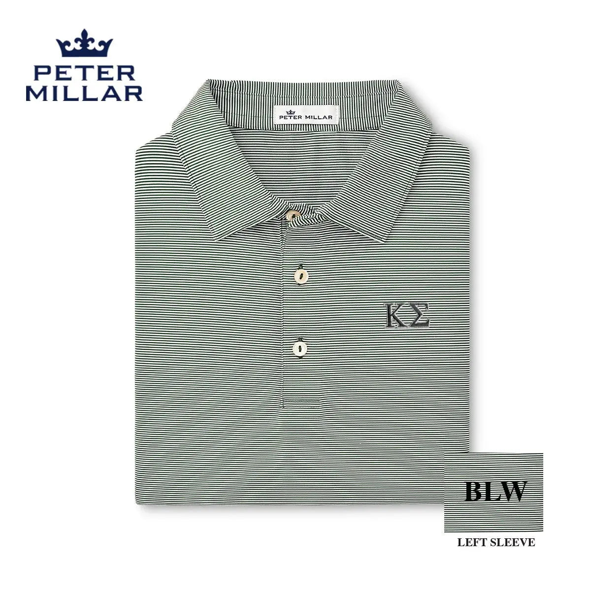 Kappa Sig Peter Millar Jubilee Stripe Stretch Jersey Polo with Greek Letters - Kappa Sigma Official Store