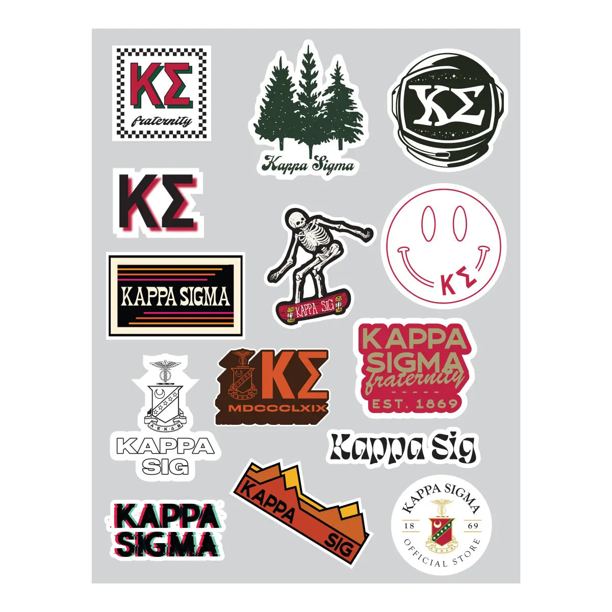 Kappa Sig Retro Sticker Sheet - Kappa Sigma Official Store