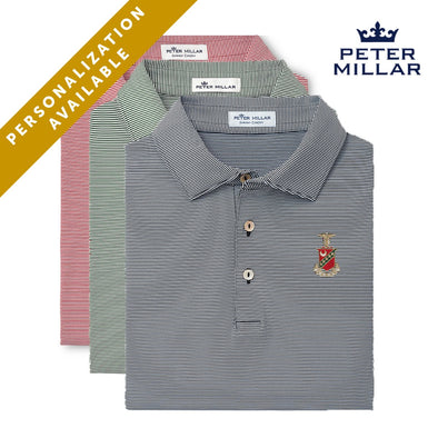 Kappa Sig Peter Millar Jubilee Stripe Stretch Jersey Polo with Crest