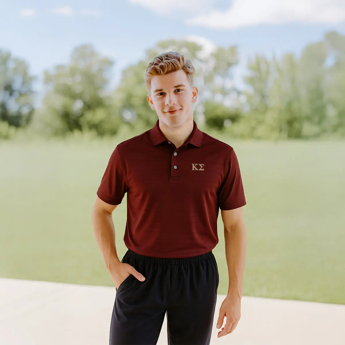 Kappa Sigma Maroon Callaway Opti-Vent Polo, perfect for a game of golf.