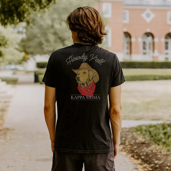 New! Kappa Sig Comfort Colors Cowboy Retriever Black Short Sleeve Pocket Tee