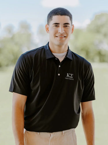 Kappa Sig Personalized Peter Millar Black Polo With Greek Letters Kappa Sigma