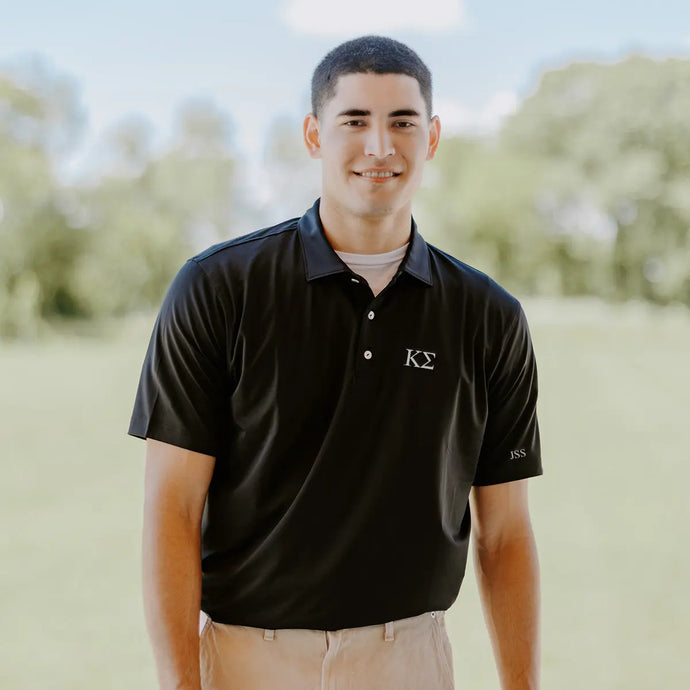 Kappa Sig Personalized Peter Millar Black Polo With Greek Letters Kappa Sigma