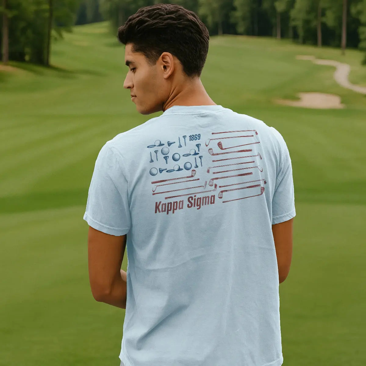 Kappa Sigma  frat merch featuring a patriotic golf graphic tee.