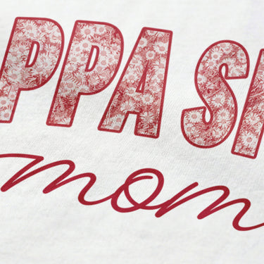 Close-up image of fraternity mom t-shirt graphic