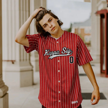 Kappa Sig Pinstripe Baseball Jersey.