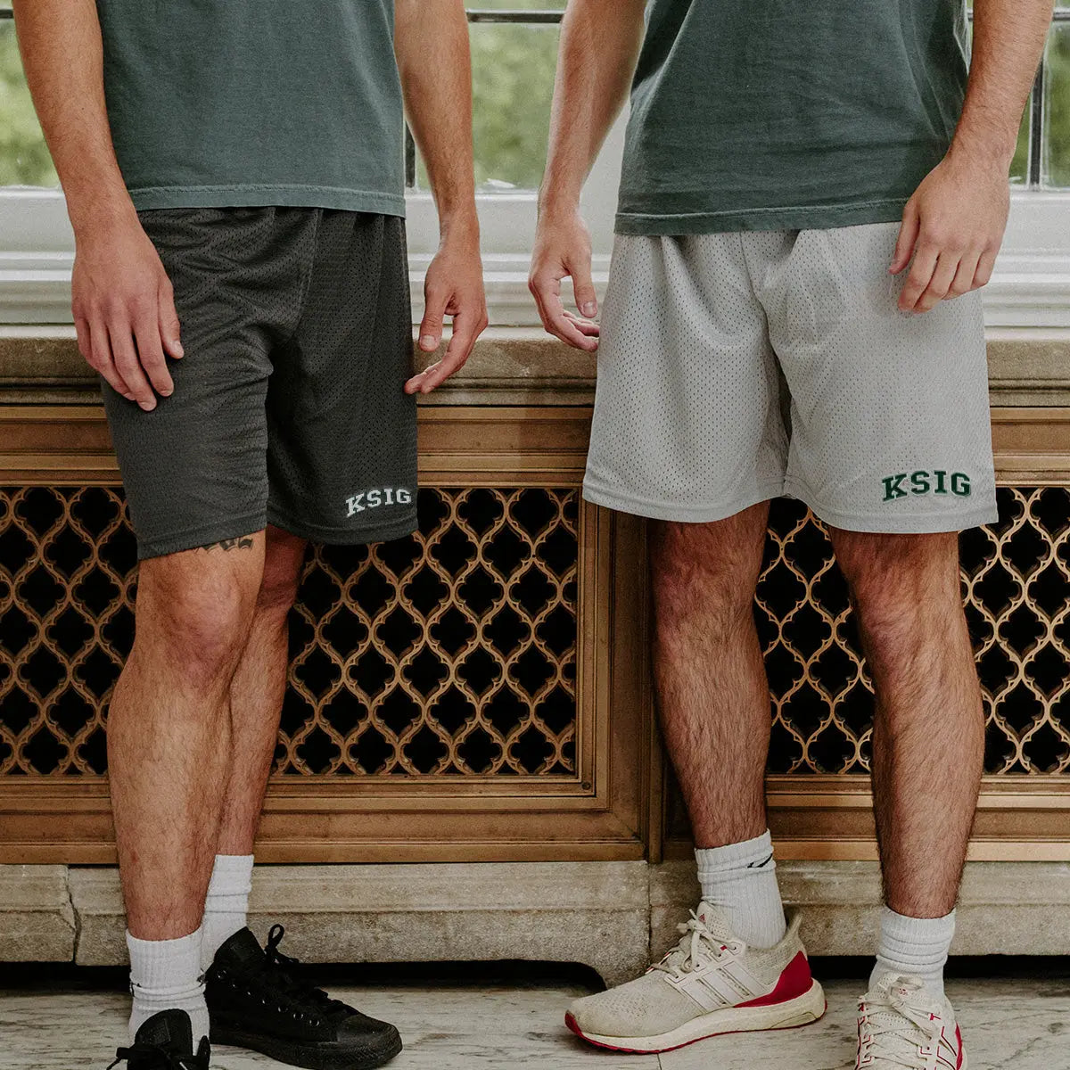 New! Kappa Sig Embroidered Silver 7" Mesh Shorts Kappa Sigma