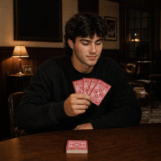 Premium Heritage Playing Cards featuring vintage artwork, symbols, and the fraternity's founding year on a custom playing card deck.