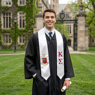 Kappa Sig White Graduation Stole with Crest