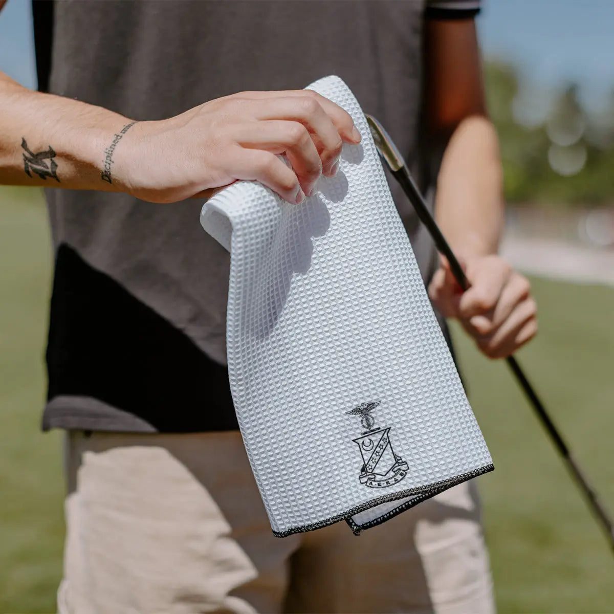 Kappa Sig Embroidered White Waffle Golf Towel Kappa Sigma