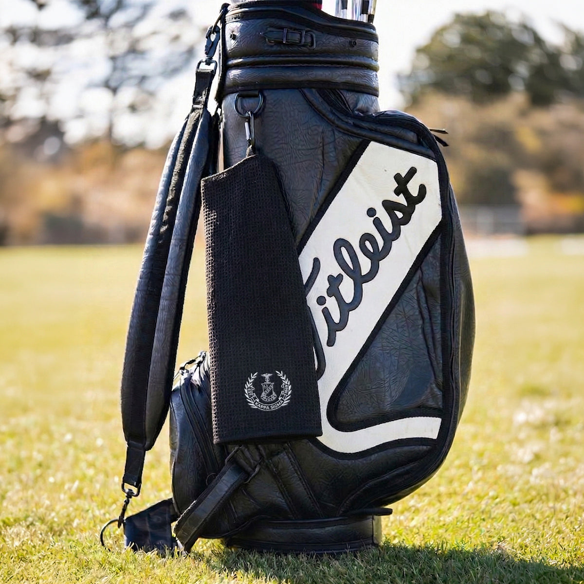 New! Kappa Sig Embroidered Black Golf Towel