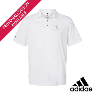 New! Kappa Sig White Adidas Golf Polo With Greek Letters Kappa Sigma