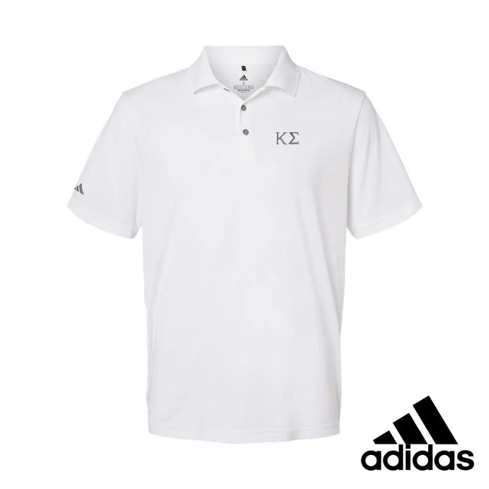 New! Kappa Sig White Adidas Golf Polo With Greek Letters Kappa Sigma