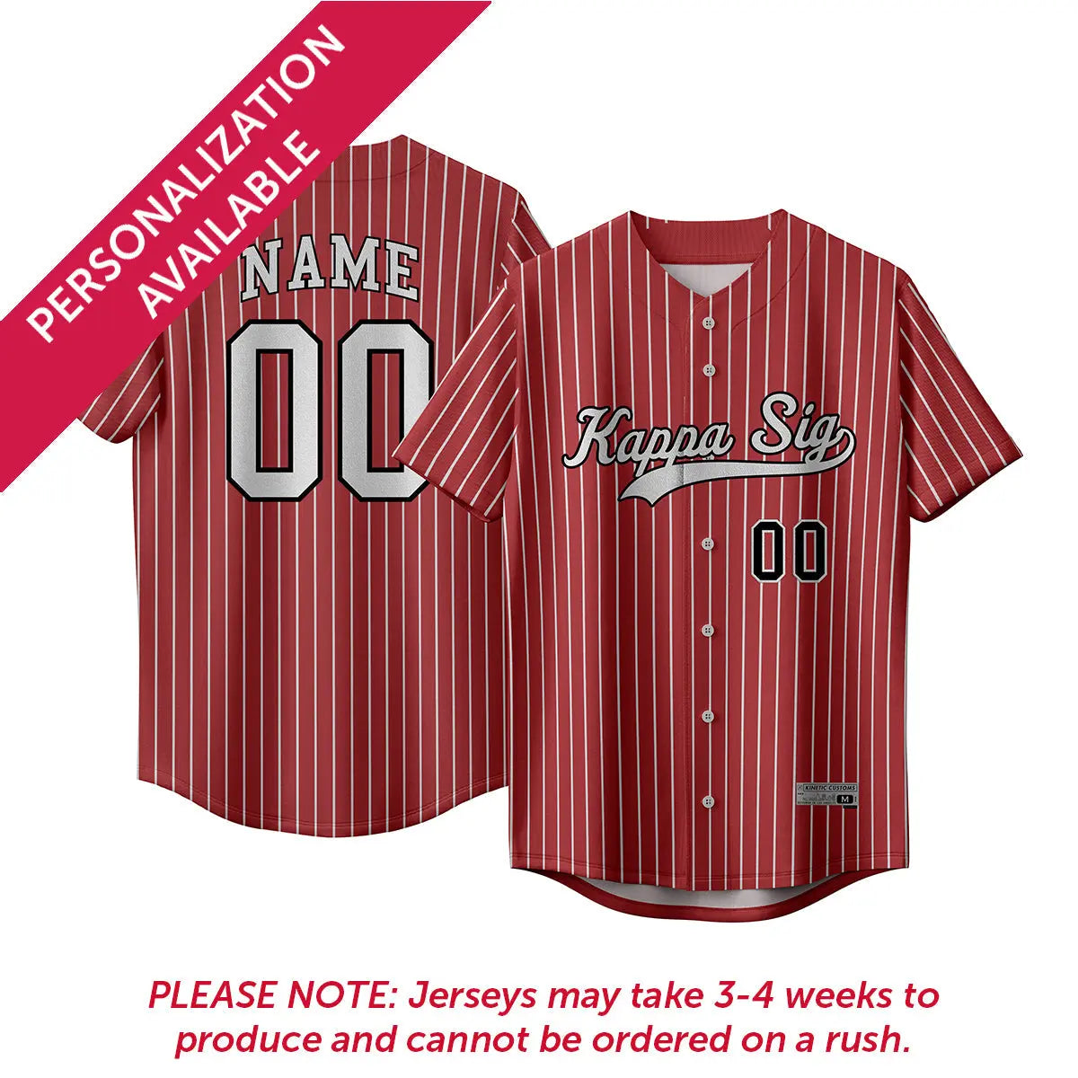Kappa Sig Pinstripe Baseball Jersey.