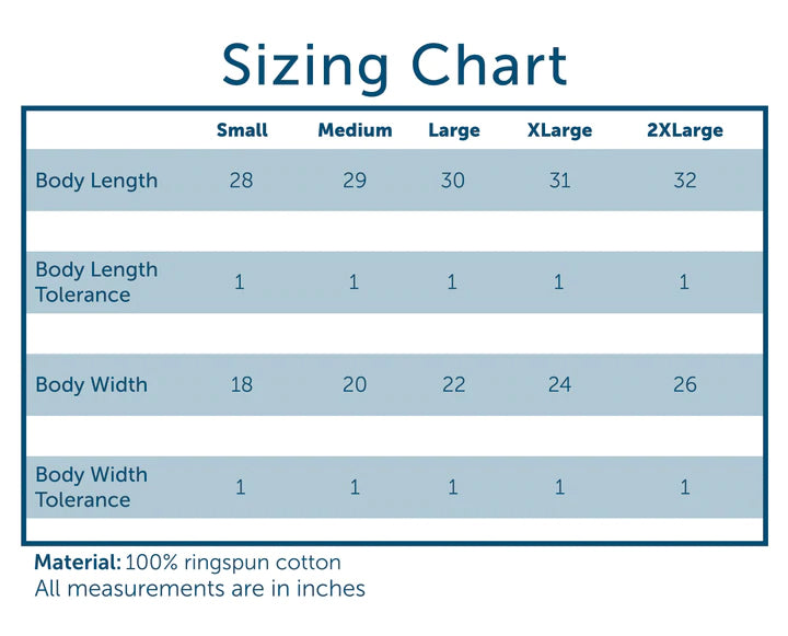Comfort Colors Size Chart