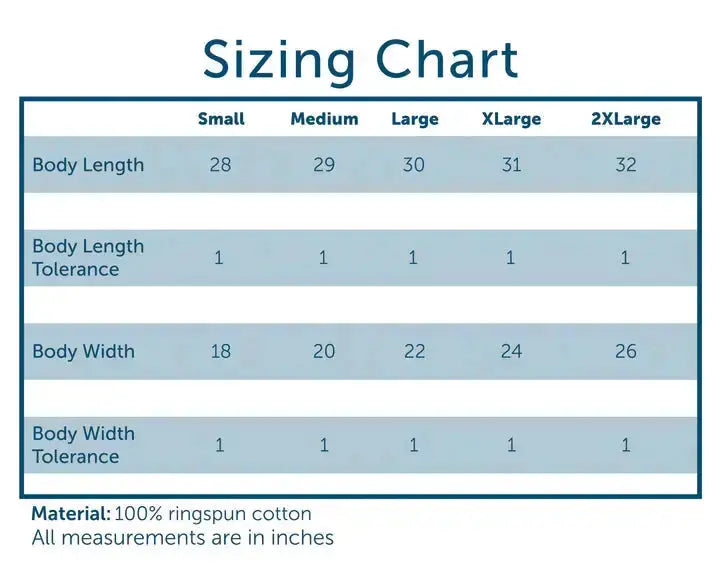 Comfort Colors Size Chart