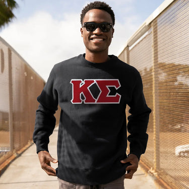 Kappa Sig Black Crew Neck Sweatshirt with Sewn On Letters - Kappa Sigma Official Store