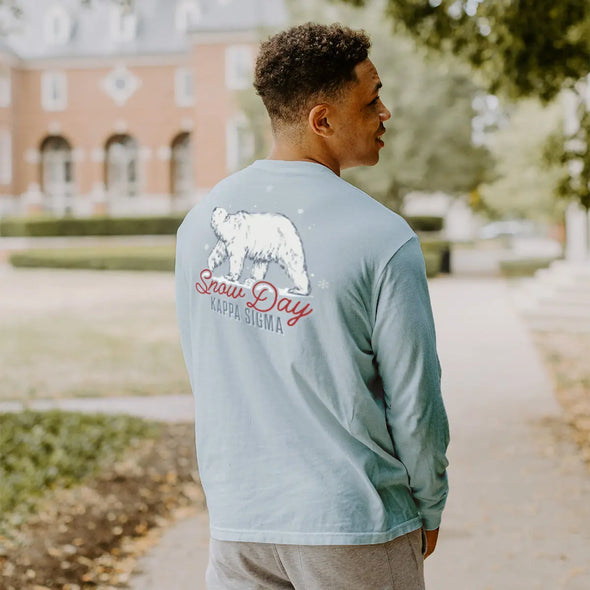 New! Kappa Sig Comfort Colors Snow Day Long Sleeve Pocket Tee
