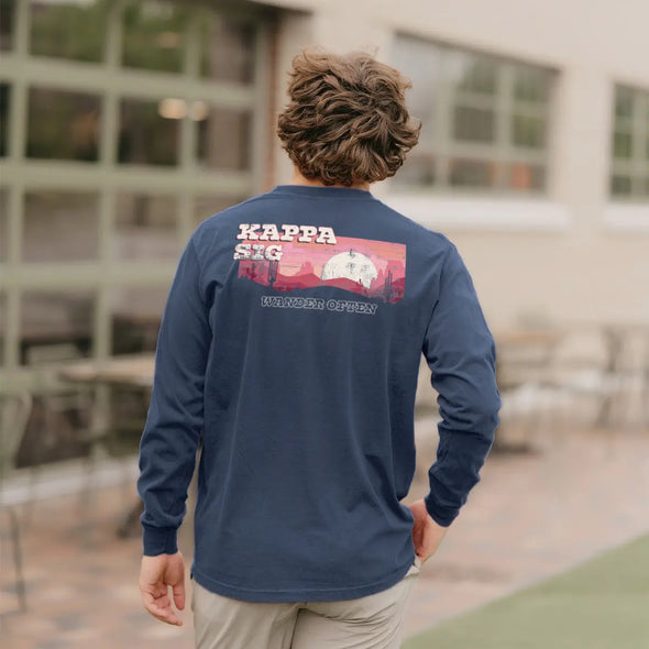 Kappa Sig Comfort Colors Wander Often Long Sleeve Pocket Tee