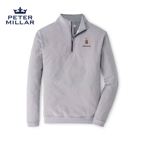 Kappa Sig Peter Millar Perth Mini Stripe Stretch Quarter Zip with Crest