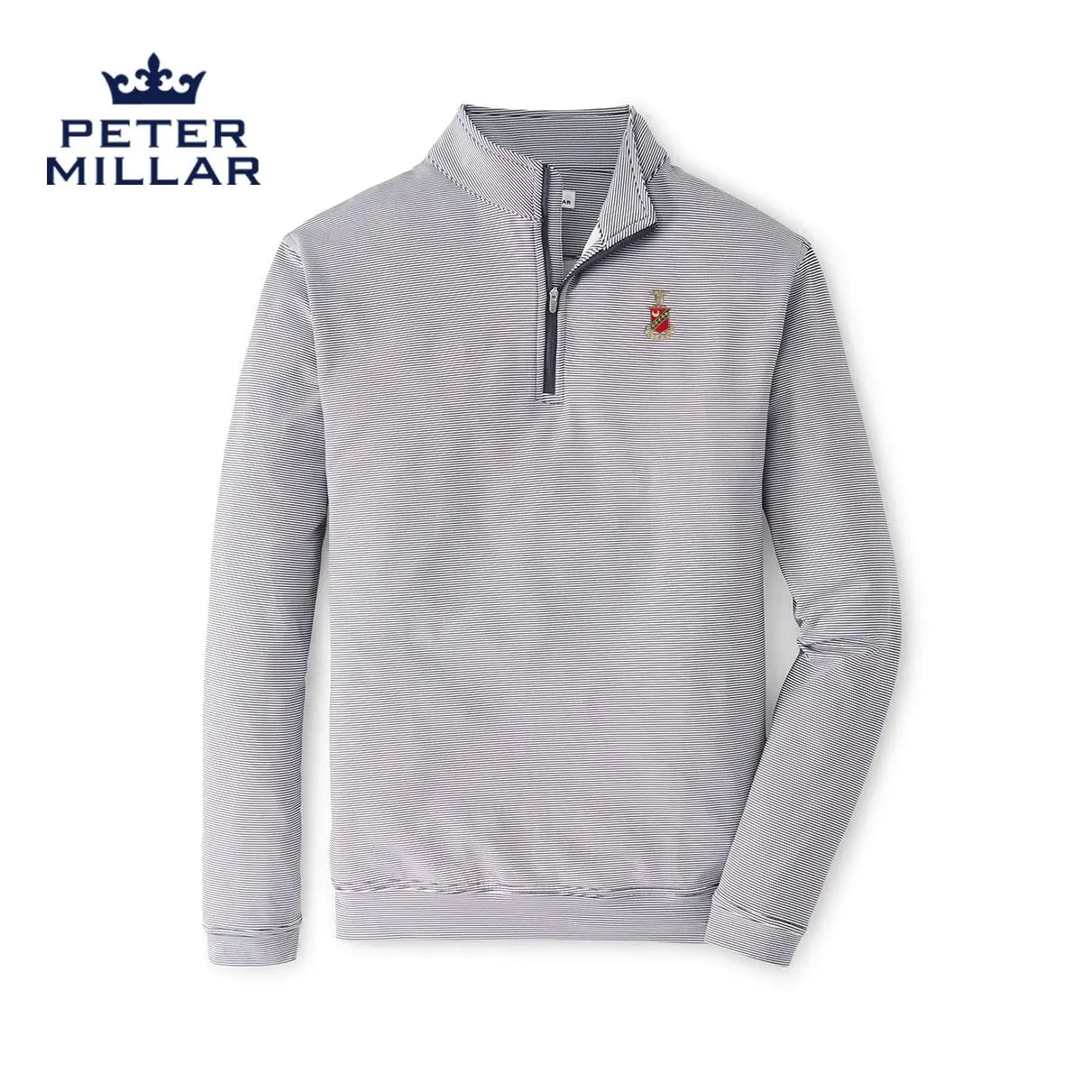 Kappa Sig Peter Millar Perth Mini Stripe Stretch Quarter Zip with Crest - Kappa Sigma Official Store