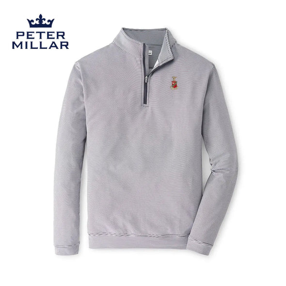 Kappa Sig Peter Millar Perth Mini Stripe Stretch Quarter Zip with Crest