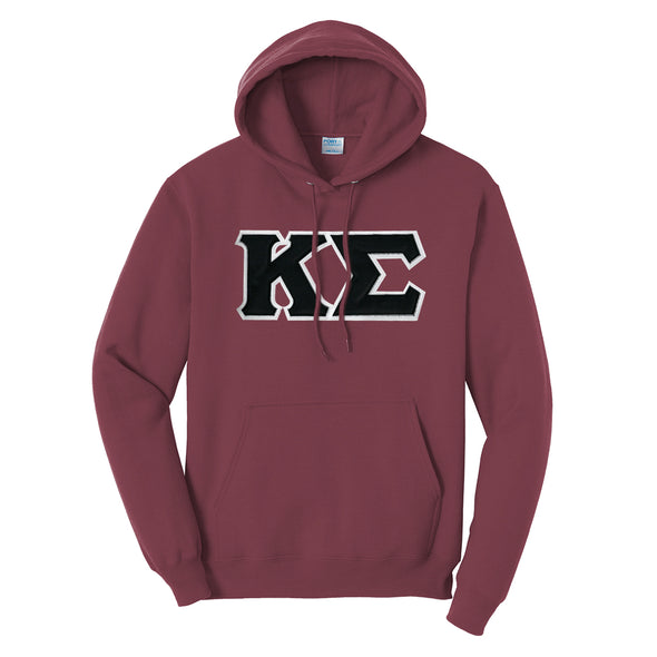 Kappa Sig Deep Red Hoodie with Sewn On Letters