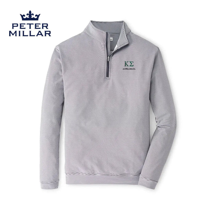 Kappa Sig Peter Millar Perth Mini Stripe Stretch Quarter Zip with Greek Letters - Kappa Sigma Official Store
