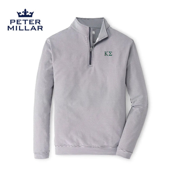 Kappa Sig Peter Millar Perth Mini Stripe Stretch Quarter Zip with Greek Letters